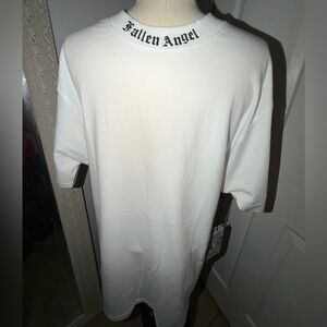 Fallen Angel Men's White Short Sleeve Graphic Collar T-Shirt